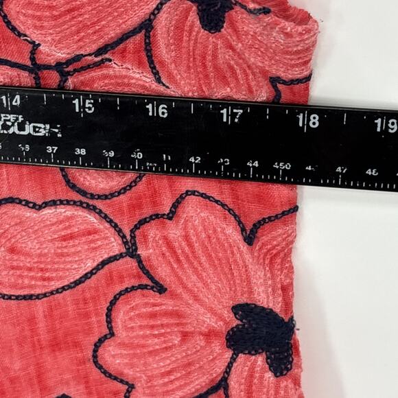 Lungo L'Arno Shift Dress Medium Orange Navy Floral Embroidered Made In Italy - Picture 4 of 6